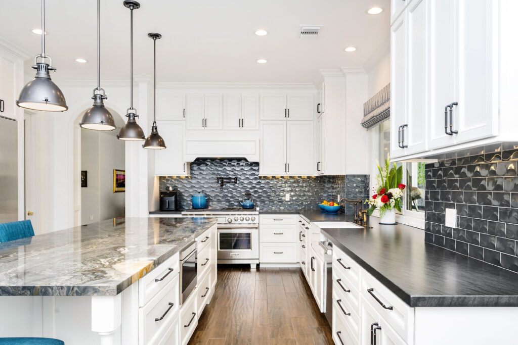 A stunningly remodeled modern kitchen showcasing exquisite design and enhanced functionality.